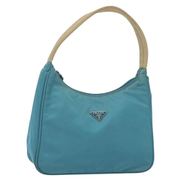 PRADA Hand Bag Nylon Light Blue Silver Auth 139524 - Picture 1 of 16
